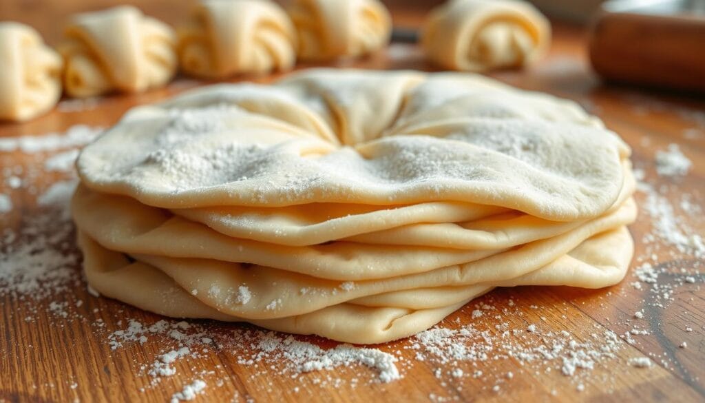 Crescent roll dough layering