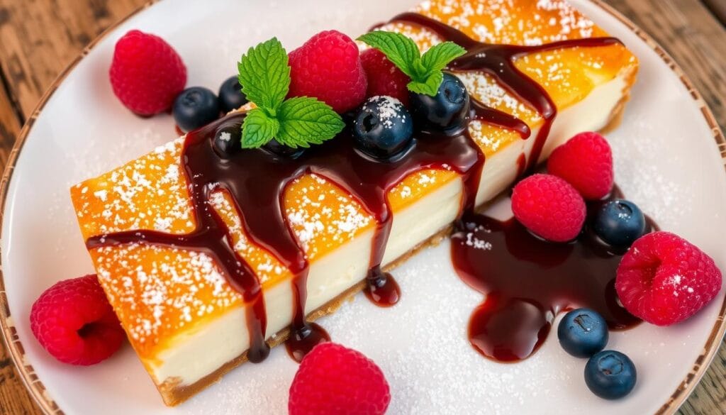 Golden Fried Cheesecake Presentation